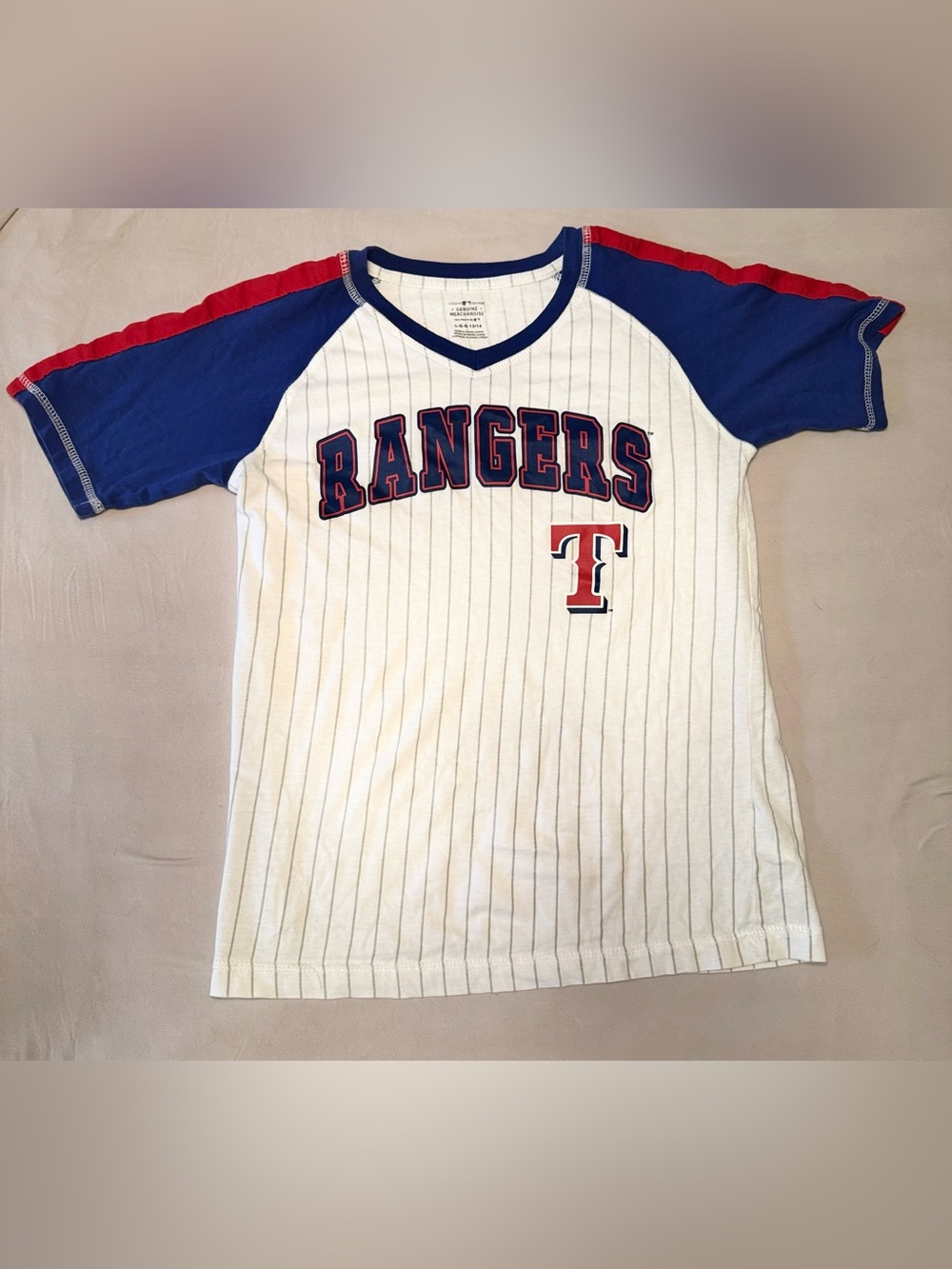 Official Texas Rangers Genuine Kids' Short Sleeve Baseball Tee v-neck Boy/Girl